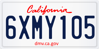 CA license plate 6XMY105