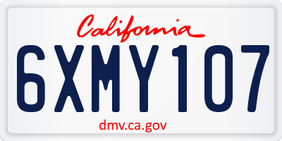 CA license plate 6XMY107