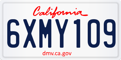 CA license plate 6XMY109