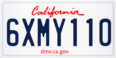CA license plate 6XMY110