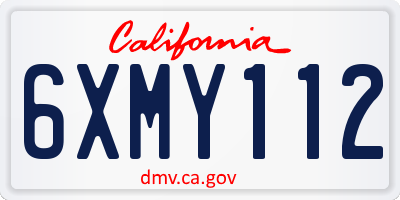 CA license plate 6XMY112