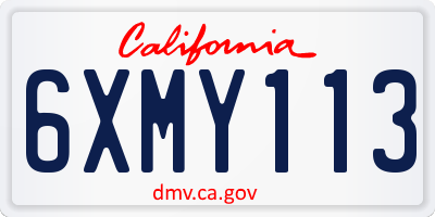 CA license plate 6XMY113