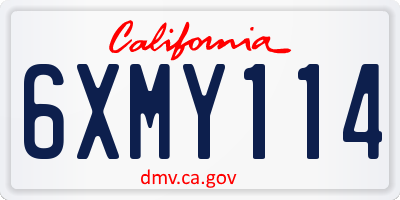 CA license plate 6XMY114