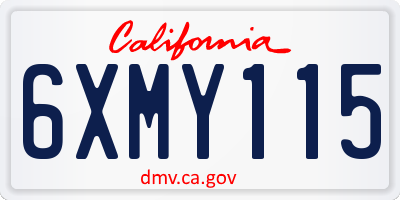 CA license plate 6XMY115