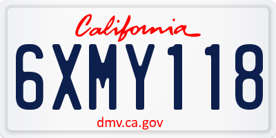 CA license plate 6XMY118