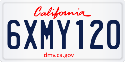 CA license plate 6XMY120