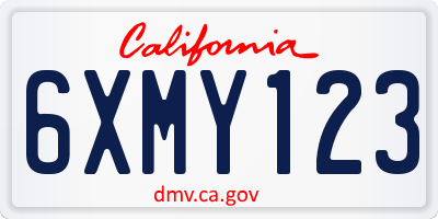 CA license plate 6XMY123