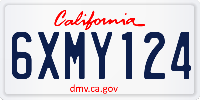 CA license plate 6XMY124