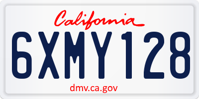 CA license plate 6XMY128
