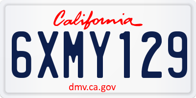 CA license plate 6XMY129