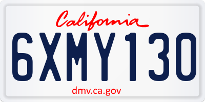 CA license plate 6XMY130