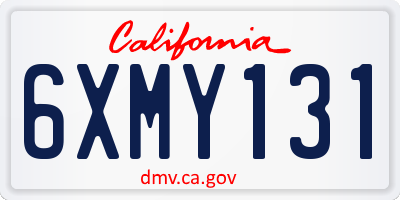 CA license plate 6XMY131