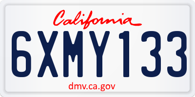 CA license plate 6XMY133