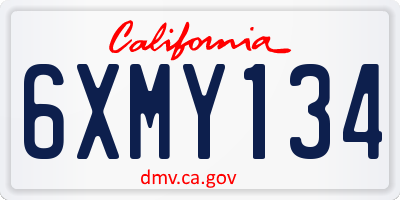 CA license plate 6XMY134