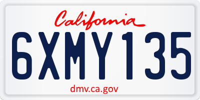 CA license plate 6XMY135