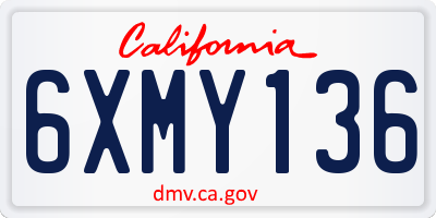 CA license plate 6XMY136