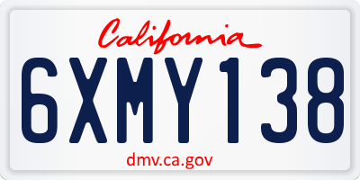 CA license plate 6XMY138