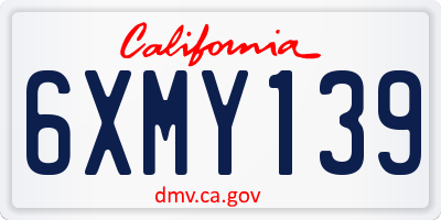 CA license plate 6XMY139