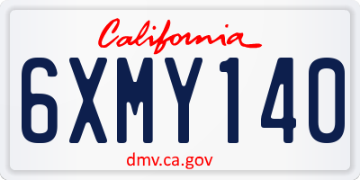 CA license plate 6XMY140