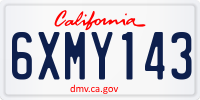 CA license plate 6XMY143