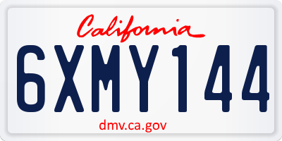 CA license plate 6XMY144