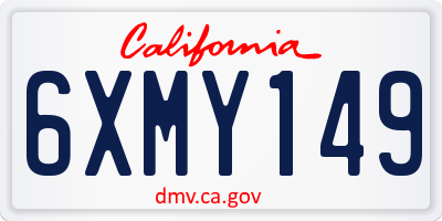 CA license plate 6XMY149