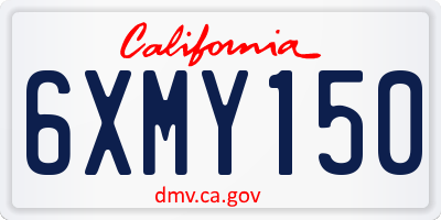 CA license plate 6XMY150