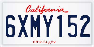 CA license plate 6XMY152