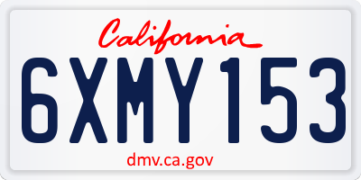 CA license plate 6XMY153