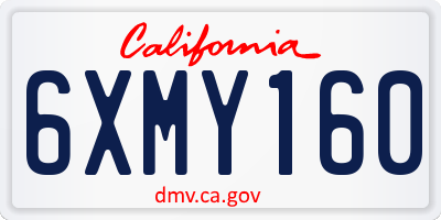 CA license plate 6XMY160