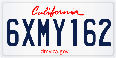 CA license plate 6XMY162
