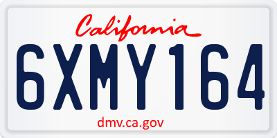 CA license plate 6XMY164
