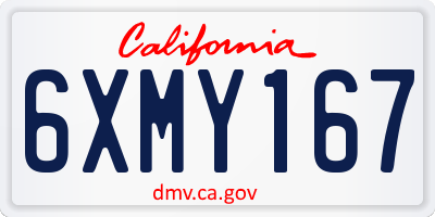 CA license plate 6XMY167