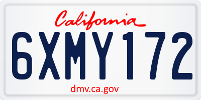 CA license plate 6XMY172