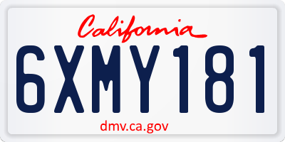 CA license plate 6XMY181