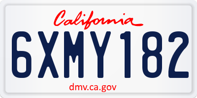 CA license plate 6XMY182