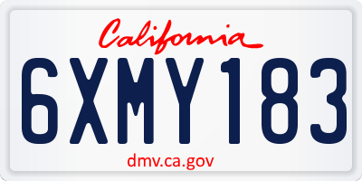 CA license plate 6XMY183