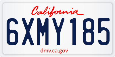 CA license plate 6XMY185