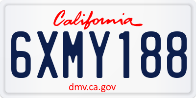 CA license plate 6XMY188