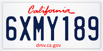 CA license plate 6XMY189