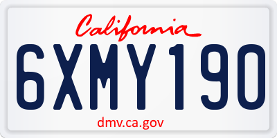 CA license plate 6XMY190