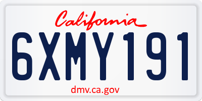 CA license plate 6XMY191