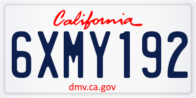 CA license plate 6XMY192