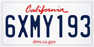 CA license plate 6XMY193