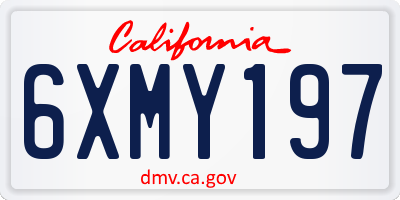 CA license plate 6XMY197