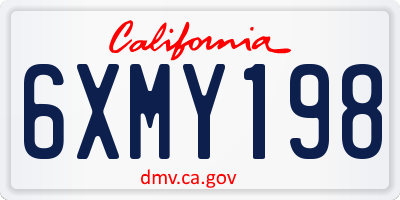CA license plate 6XMY198