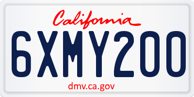 CA license plate 6XMY200