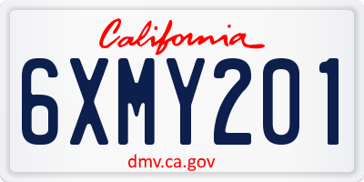 CA license plate 6XMY201