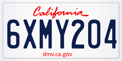 CA license plate 6XMY204