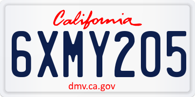 CA license plate 6XMY205